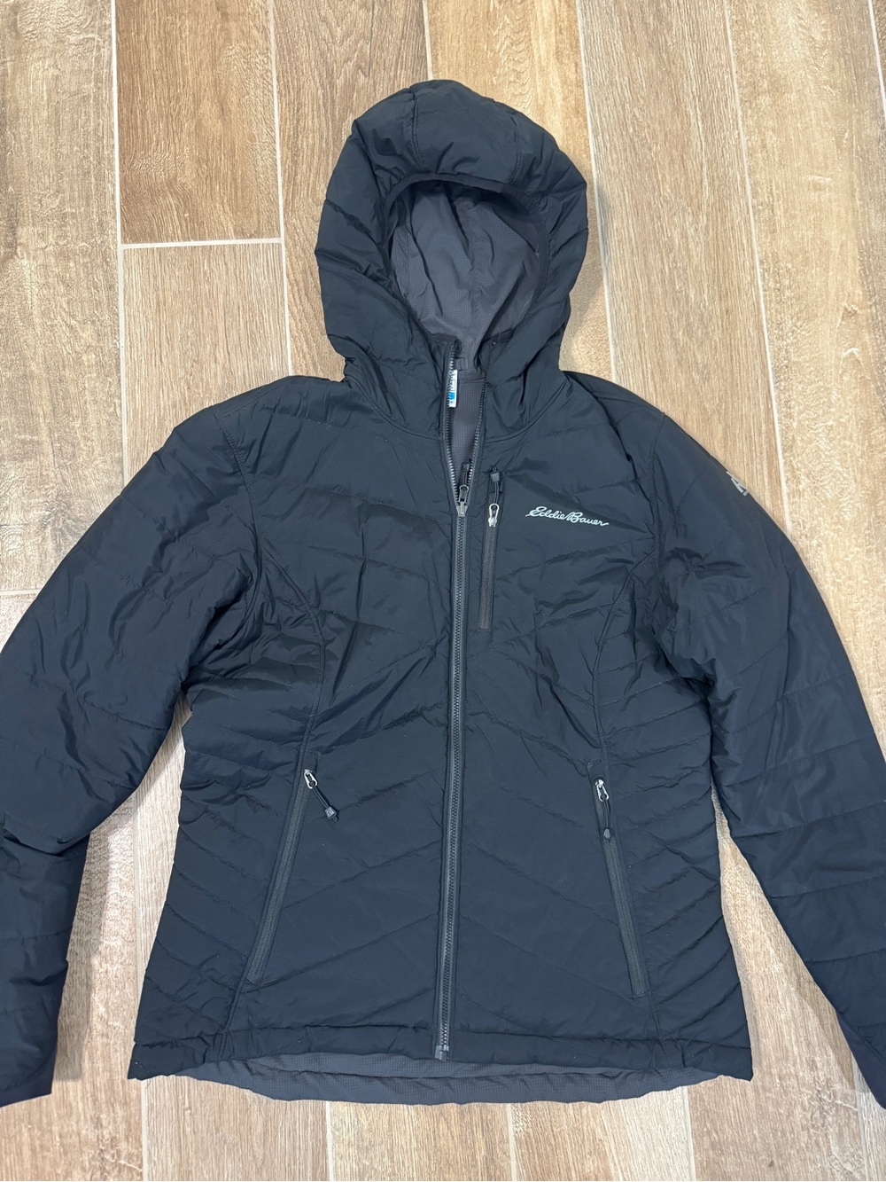 Eddie Bauer Women's Black Hooded Quilted Reversible Jacket